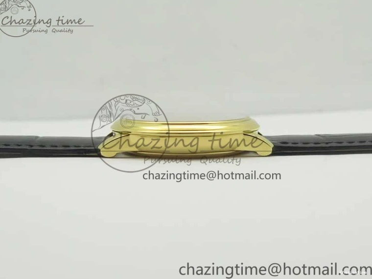 0429 UrbanChic De Ville YG MKF 1:1 Best Edition Silver Dial YG Markers on Black Leather Strap MIYOTA 9015 V 8048